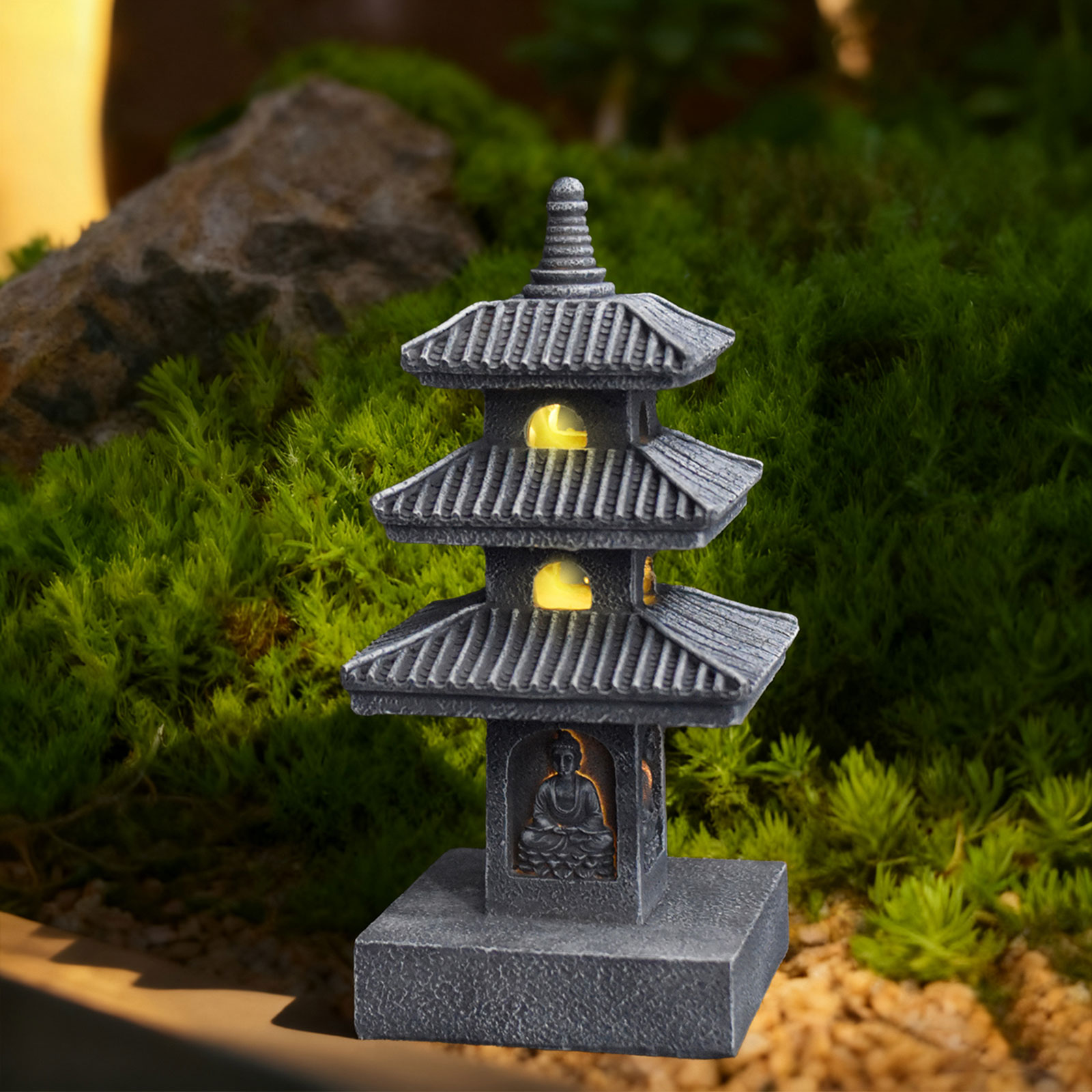 Halo Outdoor Lighting - Lampu Taman Pagoda Surya, Patung Taman