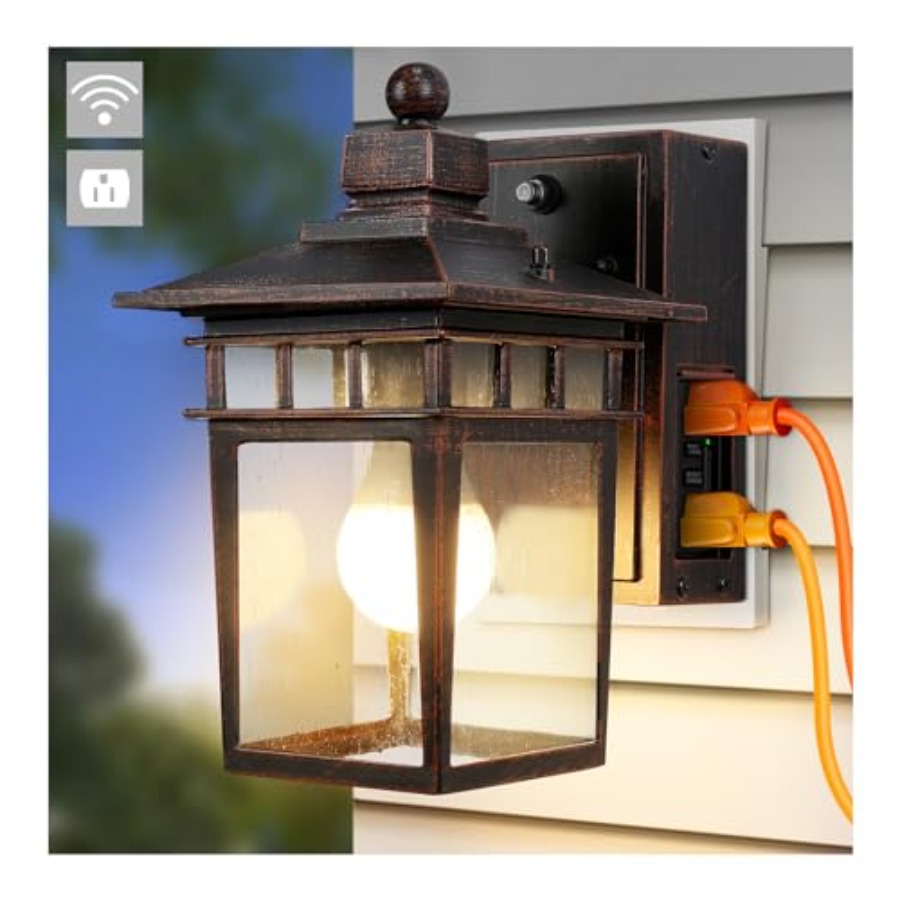 Outdoor Lighting With Outlet - Lampu Luar Ruangan dengan Stopkontak GFCI,