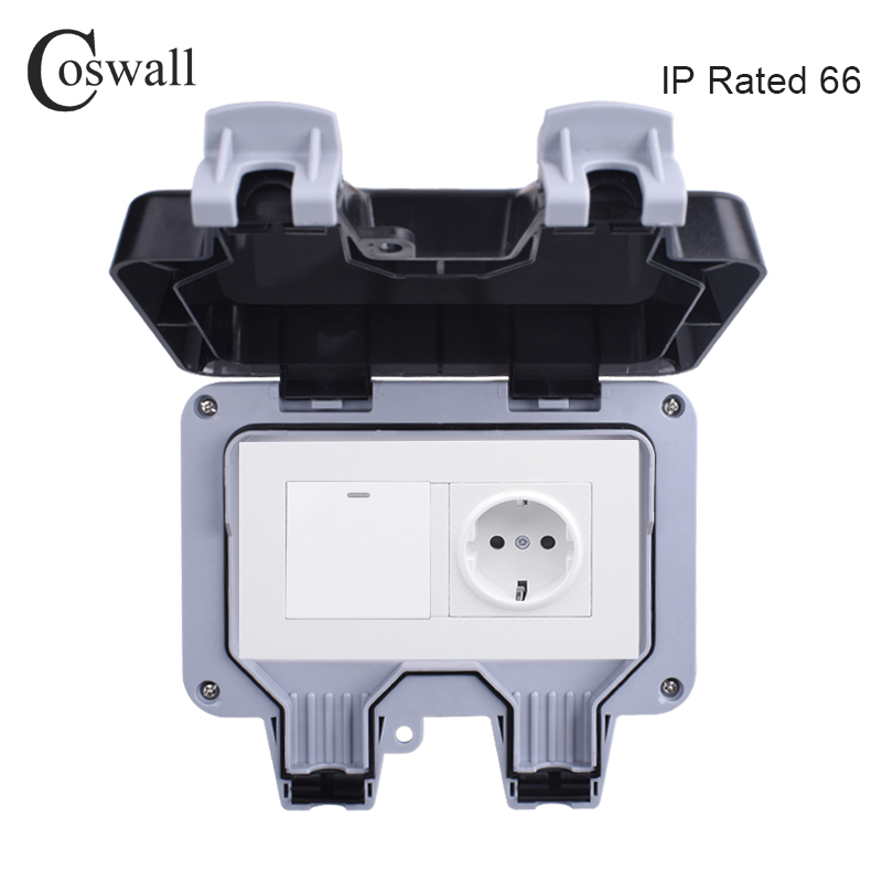 Coswall Soket Daya Dinding Lua - Outdoor Lighting With Outlet ulasan dan harga
