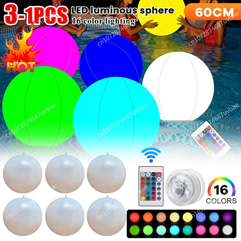 Bola Pantai Tiup 16 Warna LED  - Outdoor Lighting Around Pool ulasan dan harga