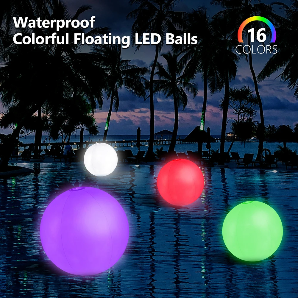 Bola Pantai Tiup 16 Warna LED  - Outdoor Lighting Around Pool ulasan dan harga