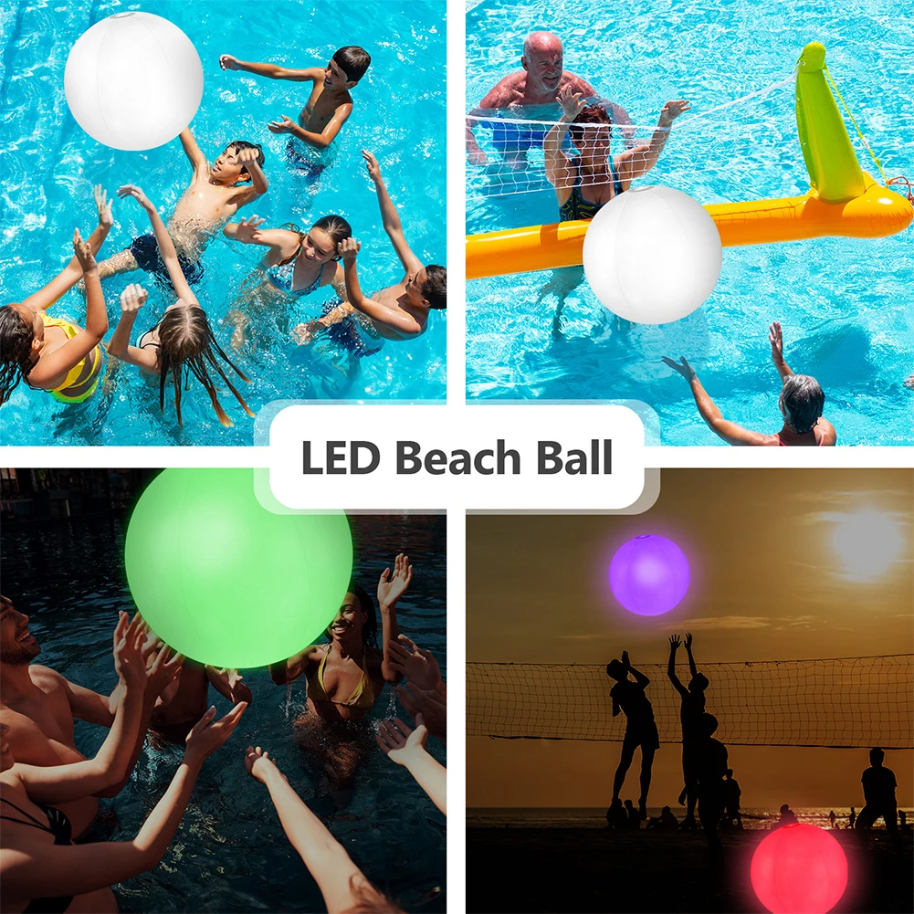 Bola Pantai Tiup 16 Warna LED  - Outdoor Lighting Around Pool ulasan dan harga