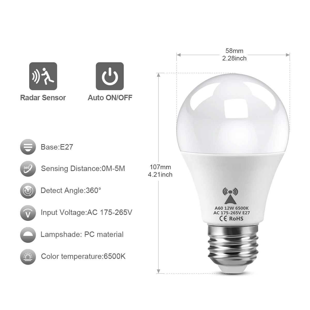 AC175V-265V E27 Sensor Gerak R - Outdoor Lighting On Stairs ulasan dan harga